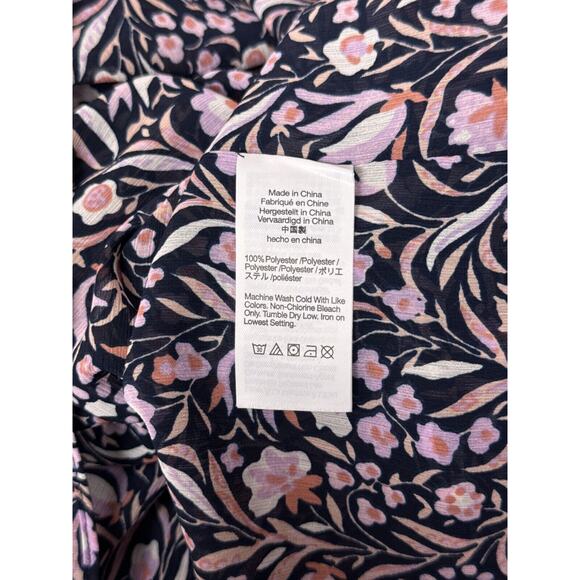 New J Crew Top Small Womens Blue Floral Ruffle Bell Sleeve Chiffon Blouse - Picture 8 of 9